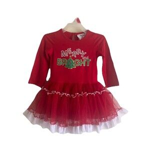 Counting Daisies Christmas Festive Sparkling Dress Red Baby Girls Size 18M NWT
